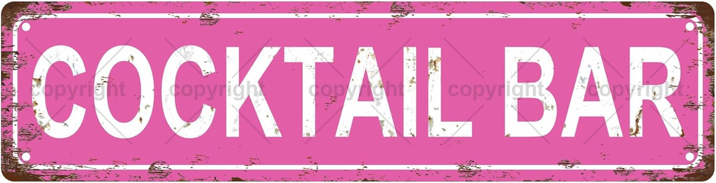 COCKTAIL BAR Vintage Metal Tin Sign, Street Sign, Home Decor, Room Decor, Wall Decor, Bathroom Decor, Bar Decor, Cafe Decor, Garage Decor, 16 x 4 Inch