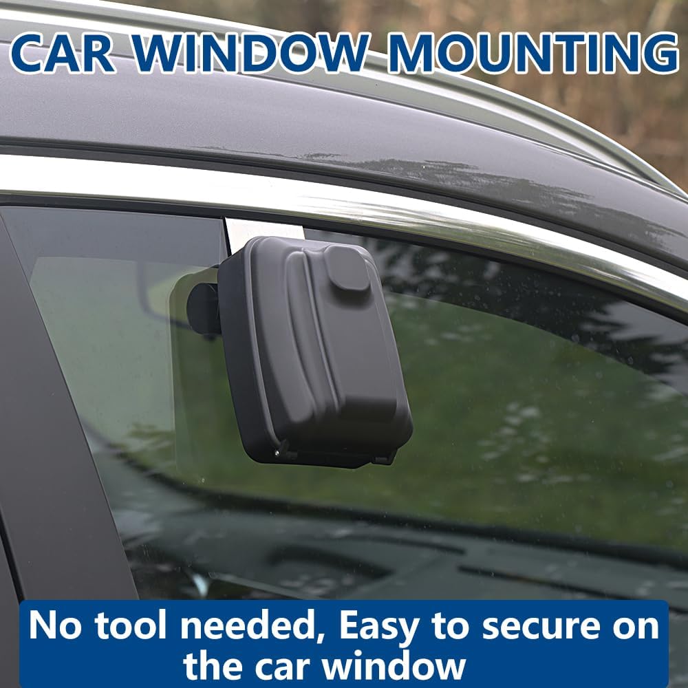 Car Window Punch Button Lock Box, Black Portable Car Key Lock Box with Key Labeling Tag, Sturdy Waterproof Large Capacity Lock Box for Turo, Ride Share, GetAround