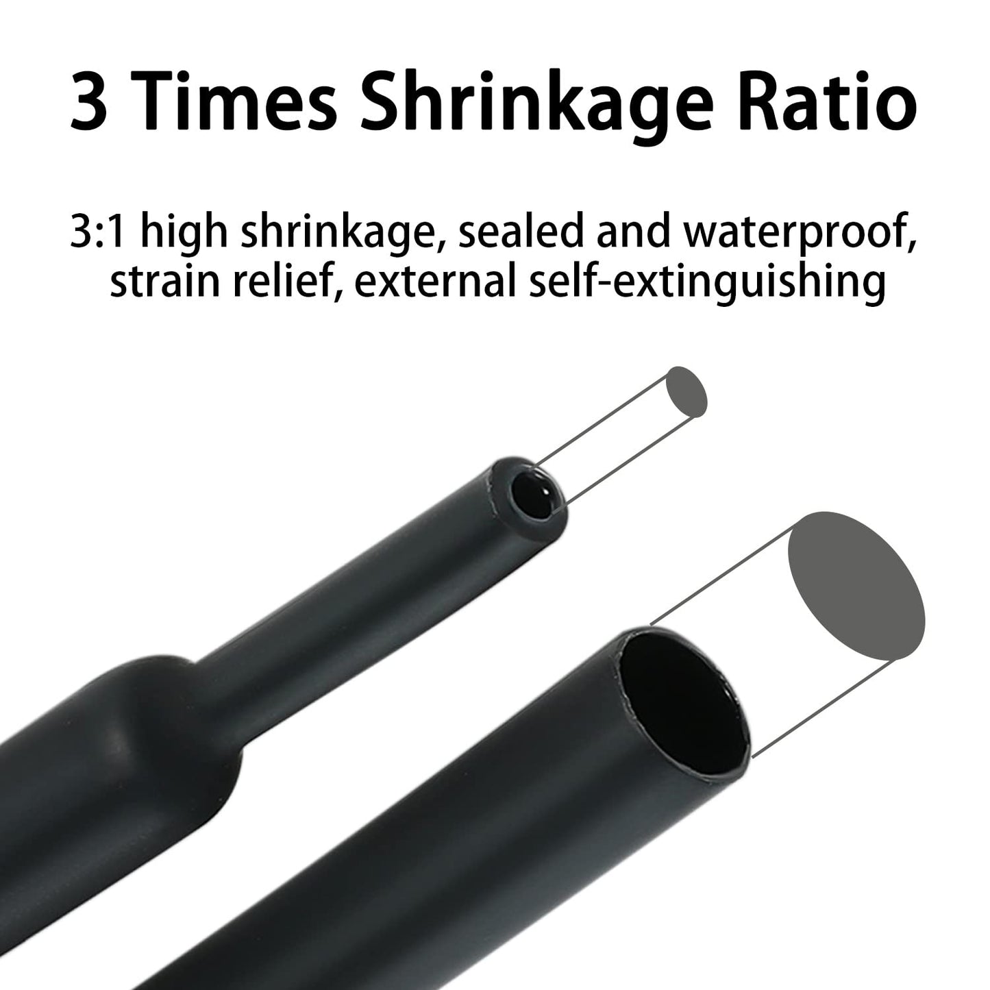 3:1 Ratio Heat Shrink Tubing Roll Adhesive Lined Industrial Marine Grade Dual Wall Heat Shrink Tube Waterproof and Sealed Black (1 inch(25.4 mm), 30 Feet)