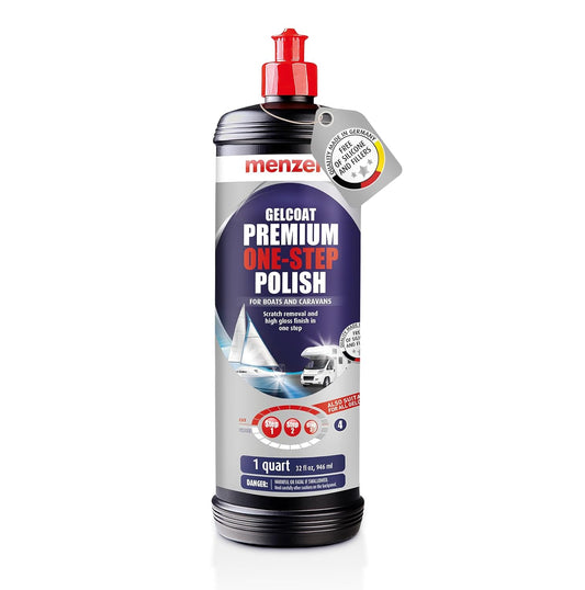 menzerna "Premium One Step Gelcoat Polish" 32oz I Marine Compound to Remove Scratches & to Provide a Glossy Finish I Boat Polish for Outstanding Brilliance I Heavy & Medium Cut + Finish All in one