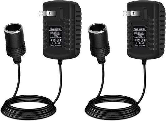 inShareplus 12V 2A 24W AC to DC Converter, 12 Volt Car Cigarette Lighter Adapter to Wall Outlet, 110V to 12V Power Supply for Car Devices, 2 Pack