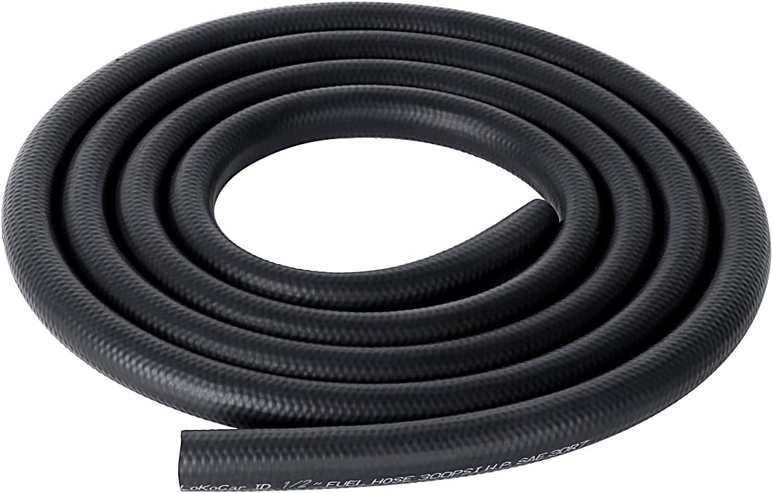 LokoCar Rubber Fuel Hose Line Push Lock 1/2" ID SAE 30R7 NBR 5ft 300PSI Black