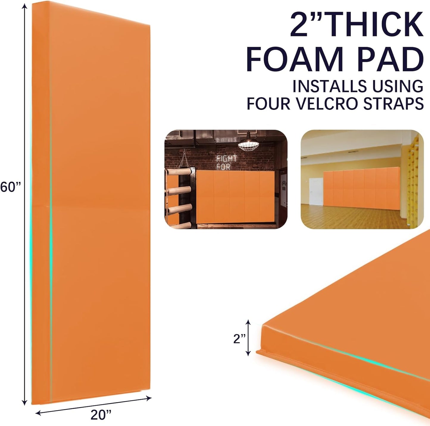 PROGOAL 60"/72" High Gym Wall Padding 2"/4" Thick Foam Basketball Court Wall Mount Protector for Garage Taekwondo Babyroom - Durable Waterproof Anti-Cushion