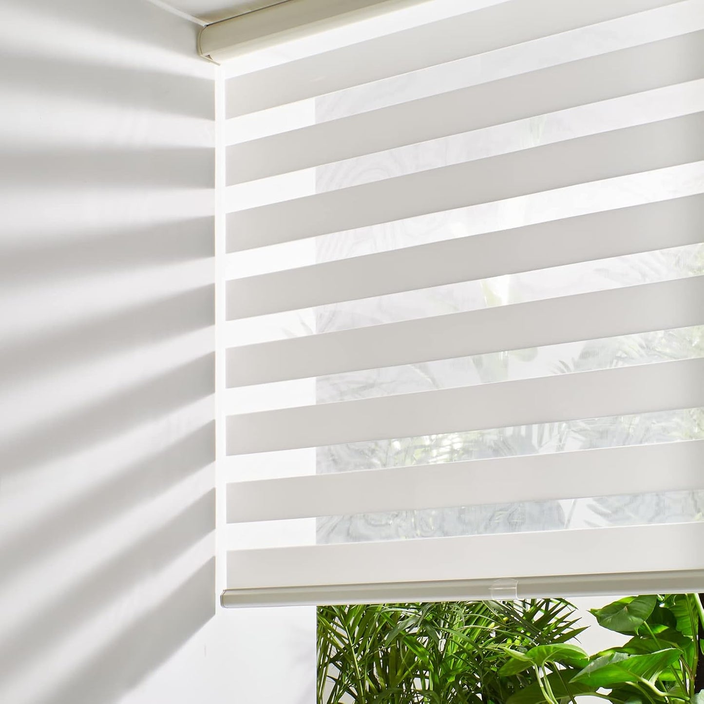 Persilux Cordless Zebra Blinds for Windows Free-Stop Roller Window Shades (39" W X 72" H, Cream) Dual Layer Light Control for Day and Night, Light Filtering Sheer Shades for Home, Easy to Install