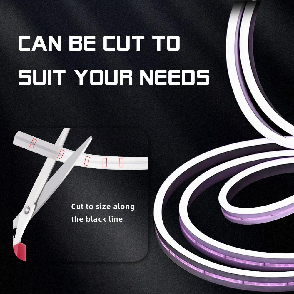 Car LED Strip Light For Trunk, 158Inch IP67 Silicone Waterproof Neon Light Strip Embedded, Flexible Cutting Universal Auto Interior Lights(Pink)