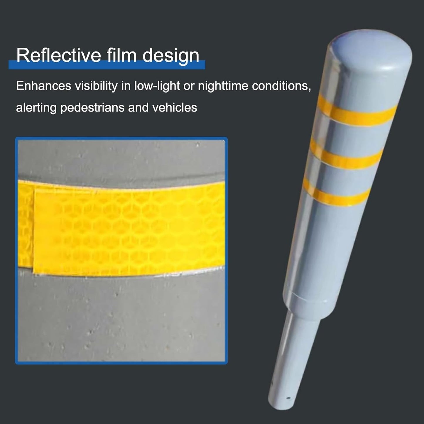 Metal Safety Bollard, Car Parking Protection Posts, Personal Garage Driveway Barrier, Crash Column Safety Warning Column, for Traffic Control(Gray (2PCS))