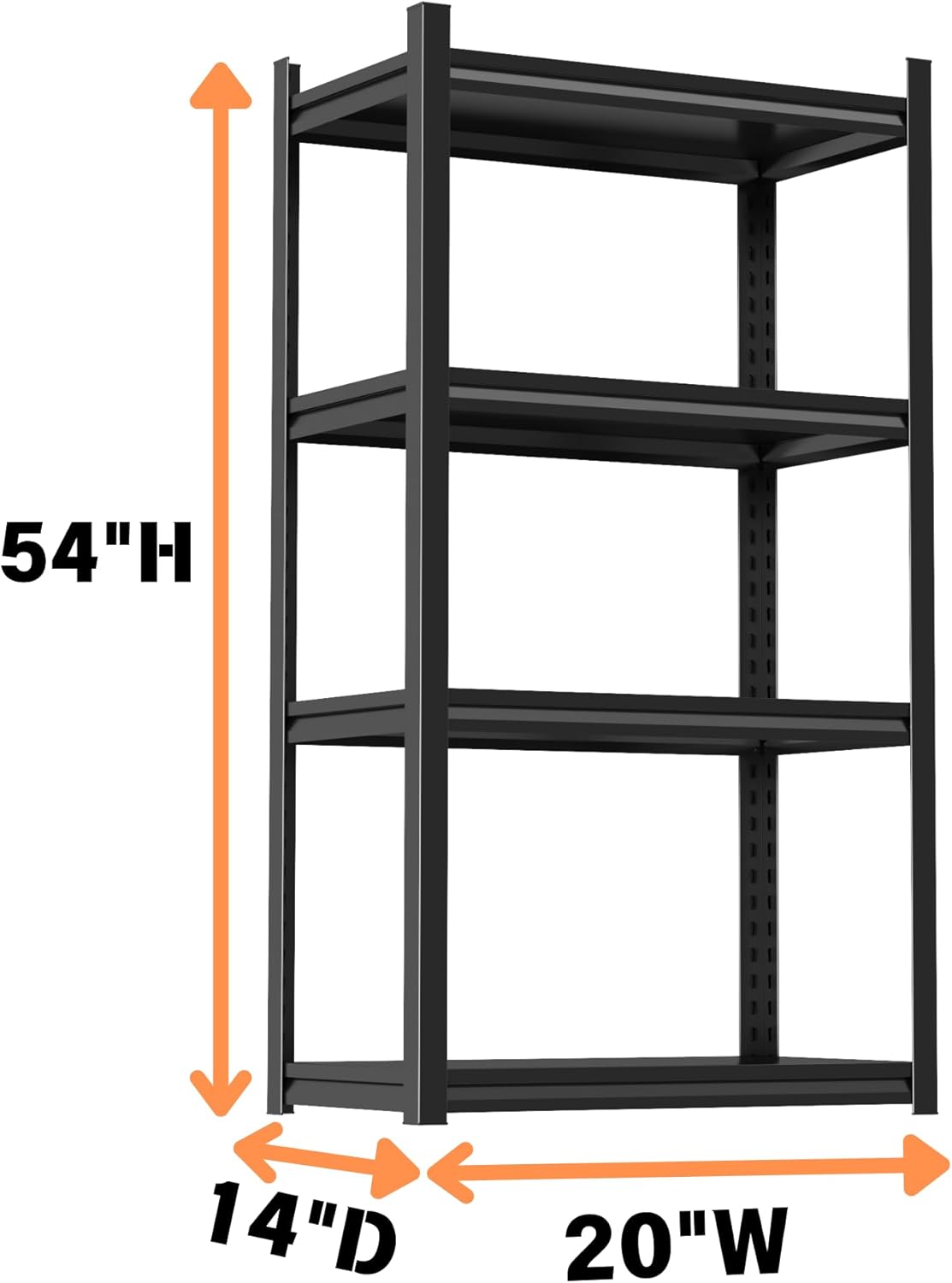 Metal Garage Shelving Unit, Heavy Duty 4-Tier Adjustable Storage Rack, Steel Shelving,2000 lbs Capacity, Industrial Shelves for Heavy Tools and Equipment (4-Tier 54" H x 20" W x 14" D)