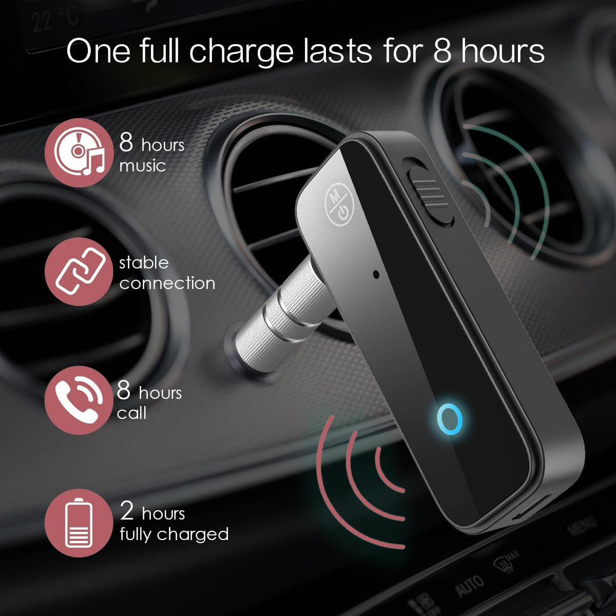 LOFICOPER Bluetooth Transmitter Receiver, Aux Bluetooth 5.0 Adapter for Car, 2 in 1 Wireless 3.5mm Audio Adapter for TV, Speakers, Stereo Systems, Headphones