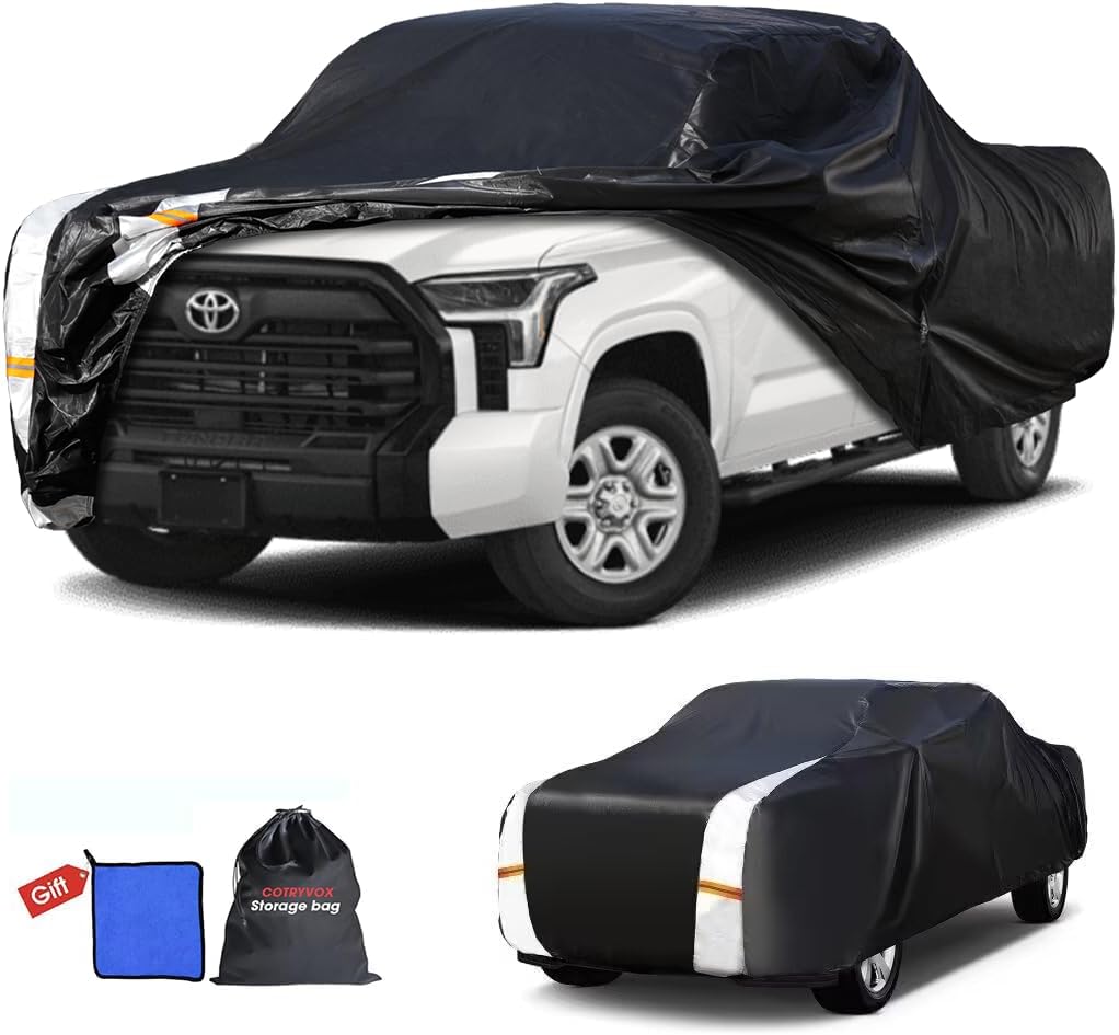 Toyota Tundra Truck Cover Custom Fit 1999-2021 Access Cab/Extended Cab SB (6.2') with Door Zipper, 12 Layers Full Exterior Pickup Truck Cover Waterproof All Weather,Wind Dust Sun and UV Protection.