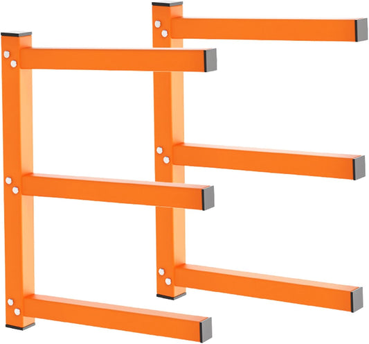 UNITEDPOWER Wall Mount Wood Organizer, Lumber Storage Rack, Heavy Duty Metal Shelf with 3-Level for Workshop or Garage, Indoor Or Outdoor Use-2 Hook