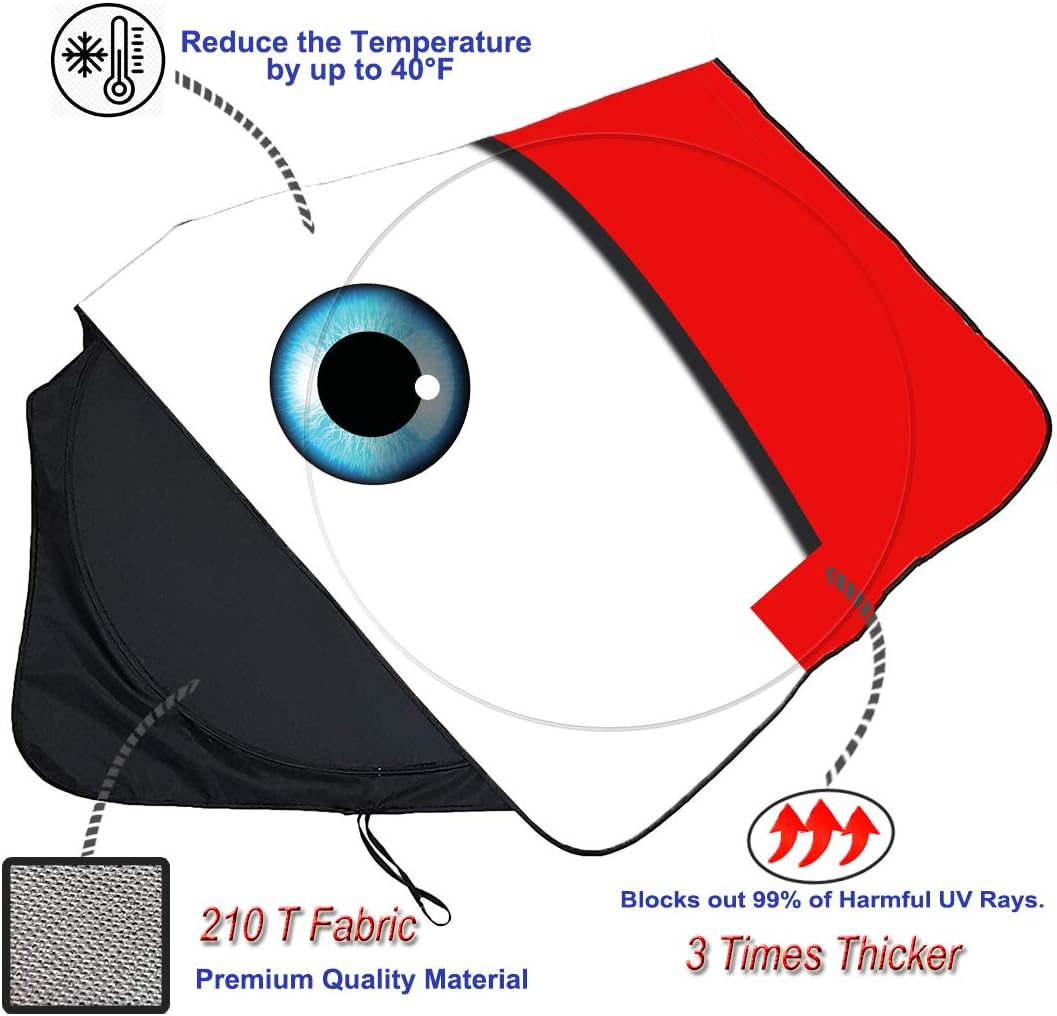 Gven- The Original Patented Car Eyes Windshield Sun Shade 2025 Pink Car Accessories for Women Shades for Front Window Girly Windshield Cover Sunshades for Summer Heat Portection(Red, S)