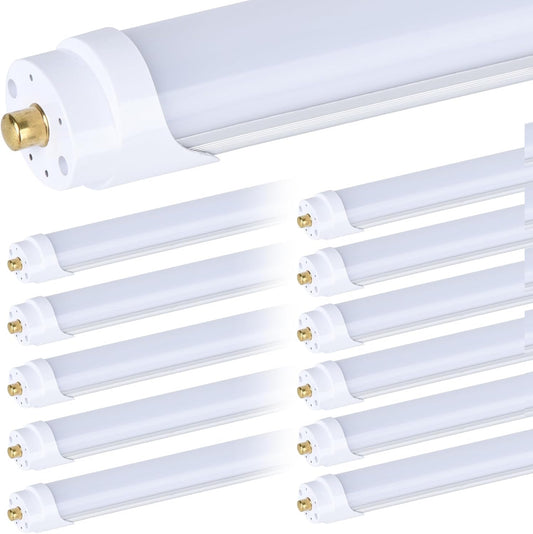 12-Pack, 8 Foot LED Bulbs, 100W 15000lm 6000K Cold White, Super Bright, T8 T10 T12 LED Tube Lights, FA8 Single Pin LED Lights, Frosted Cover, 8 Foot LED Bulbs to Replace Fluorescent Light Bulbs