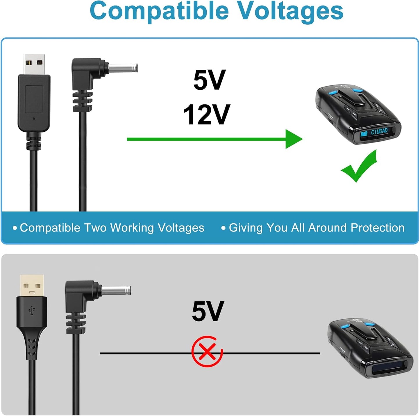 Radar Detector Cable, USB to DC3.5 Plug Cable,Replacement Radar Detectors Power Cord for Cobr RAD 350 380 450 480i Uniden DFR1 DFR3 DFR5 Whistler Radenso Pro M Radar Detector (DC3.5-6.56FT)