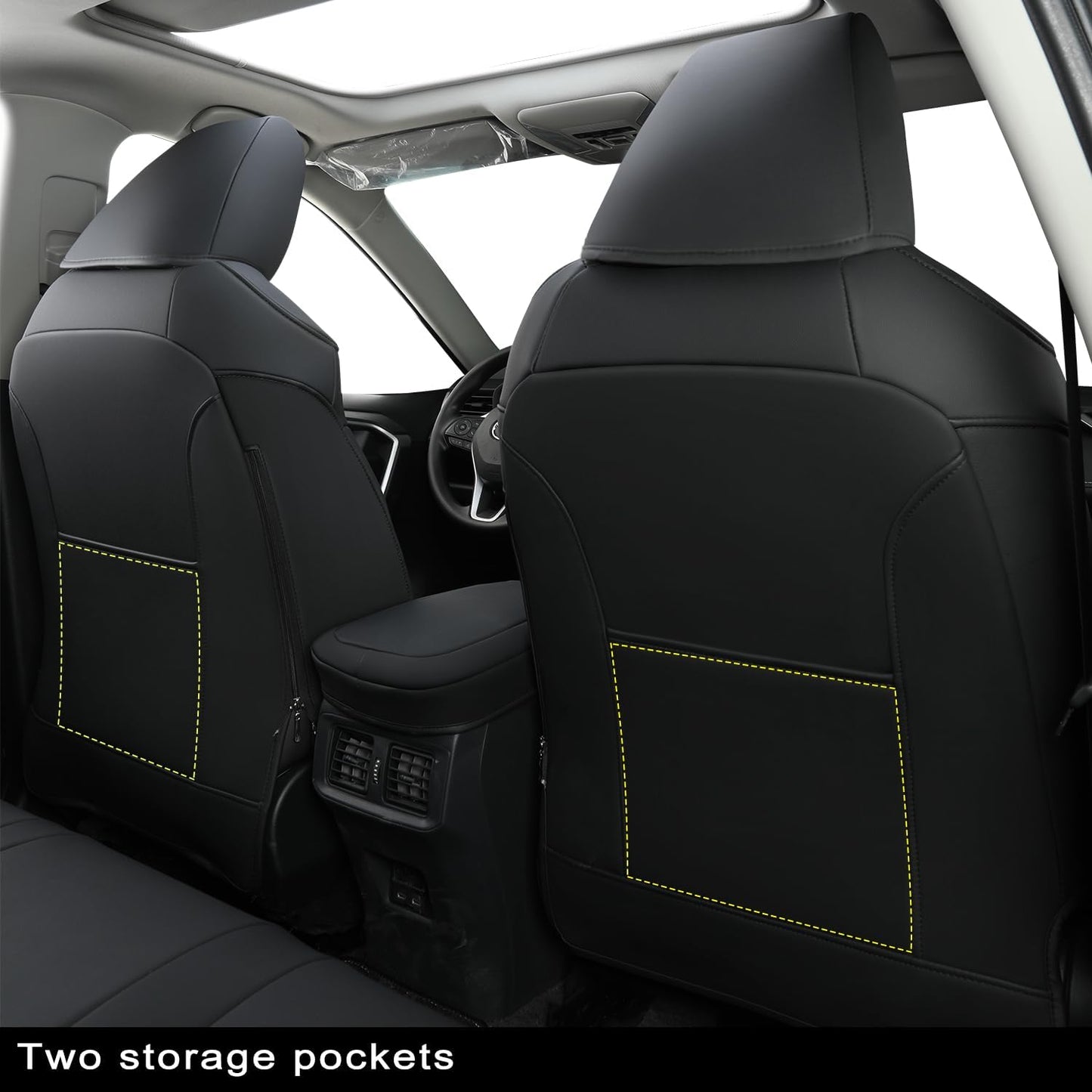 RISINGSTAR Rav4 Seat Covers, fit 2019-2025 Toyota Rav4 XLE LE XLE Premium Limited Base SUV, not for Adventure and TRD-Off(Black)