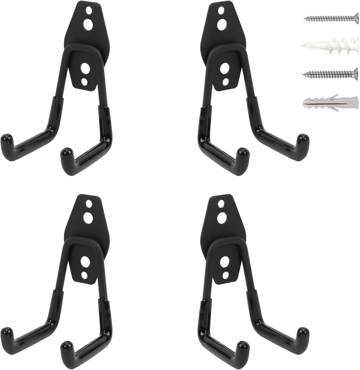 Wall Mount Heavy Duty Garage Hooks (4-Pack) – Wall Mounted Storage Hooks for Ladders, Bikes, Tools & More – Rust-Resistant Steel with Anti-Slip PVC Coating Small U Hooks