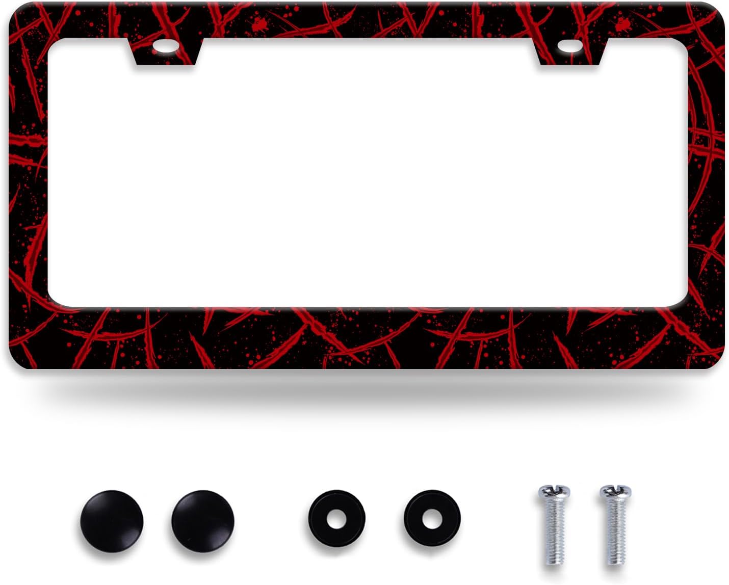 Blood Splattered License Plate Frame Funny Bloody Scar License Plate Frames for Car Decorative Parts Stainless Stee License Plate for Standard Us Canada License Plate Holder 12x6 Inch
