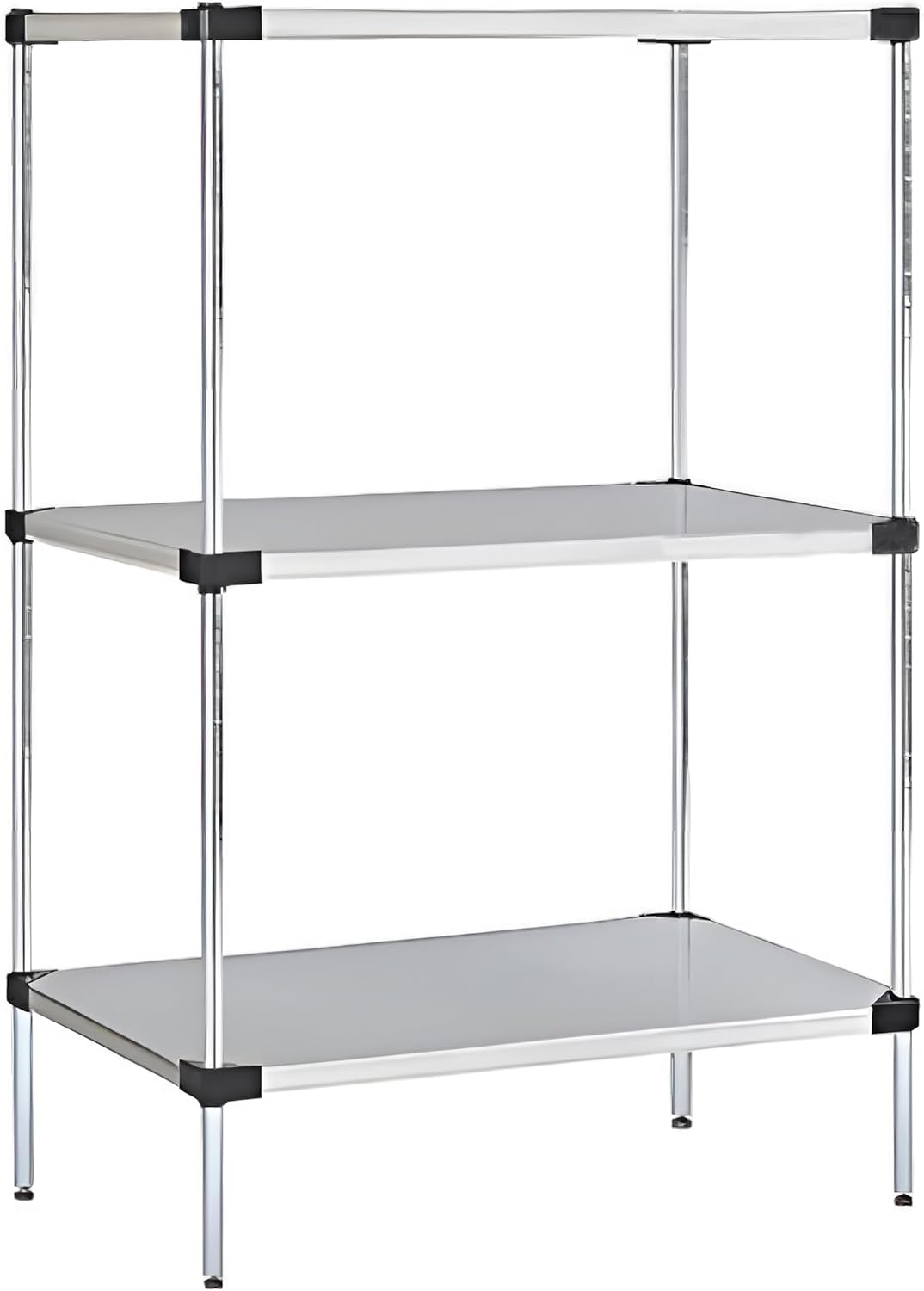 Omega Solid Stainless Steel Shelves, 21" Deep x 36" Wide x 34" High 3 Tier Heavy Duty Solid Shelving Unit for Kitchen Garage Office Restaurant Warehouse 800-lb Per Shelf Weight Capacity