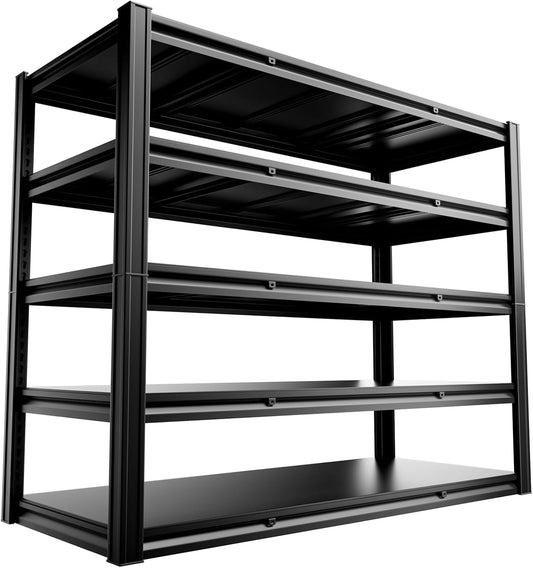 5-Tier 60" W x 24" D x 72" H Garage Shelving 3000LBS Storage Shelves Heavy Duty Metal Shelf Unit Adjustable Basement Industrial Storage Racks