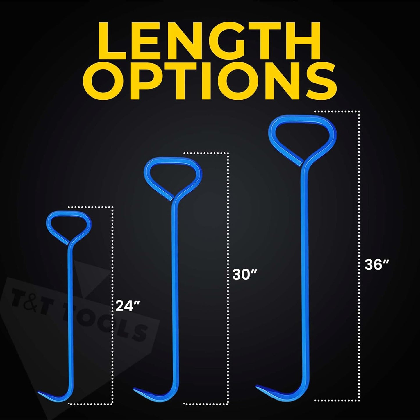 T&T Tools 30-Inch Manhole Hook Tool - Heavy Duty Single Hook for Lifting Manhole Covers, Storm Drains, Septic Tank Risers - Rigid Hex Alloy Steel Tool for Lifting, Pulling, and Removing Covers-2 Pack