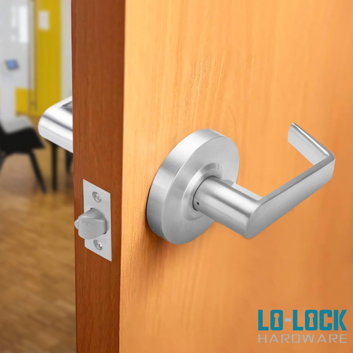 Commercial Lever Door Lock - Heavy-Duty Locking Door Handle, ADA Door Handles, Cylindrical Lever Lock, Non-Handed Grade 2 Industrial Door Handle, 26D Satin Chrome, Entrance w/Clutch