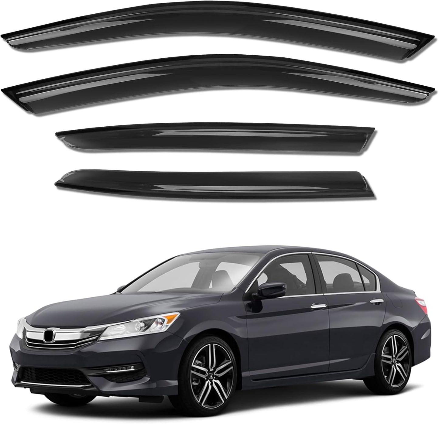 Rain Guards for Car Windows, Tape-On Window Visors Rain Guards Fit for Honda Accord 2013-2017, Window Deflectors, Vent Visors for Honda Car Accessories, 4 Pieces