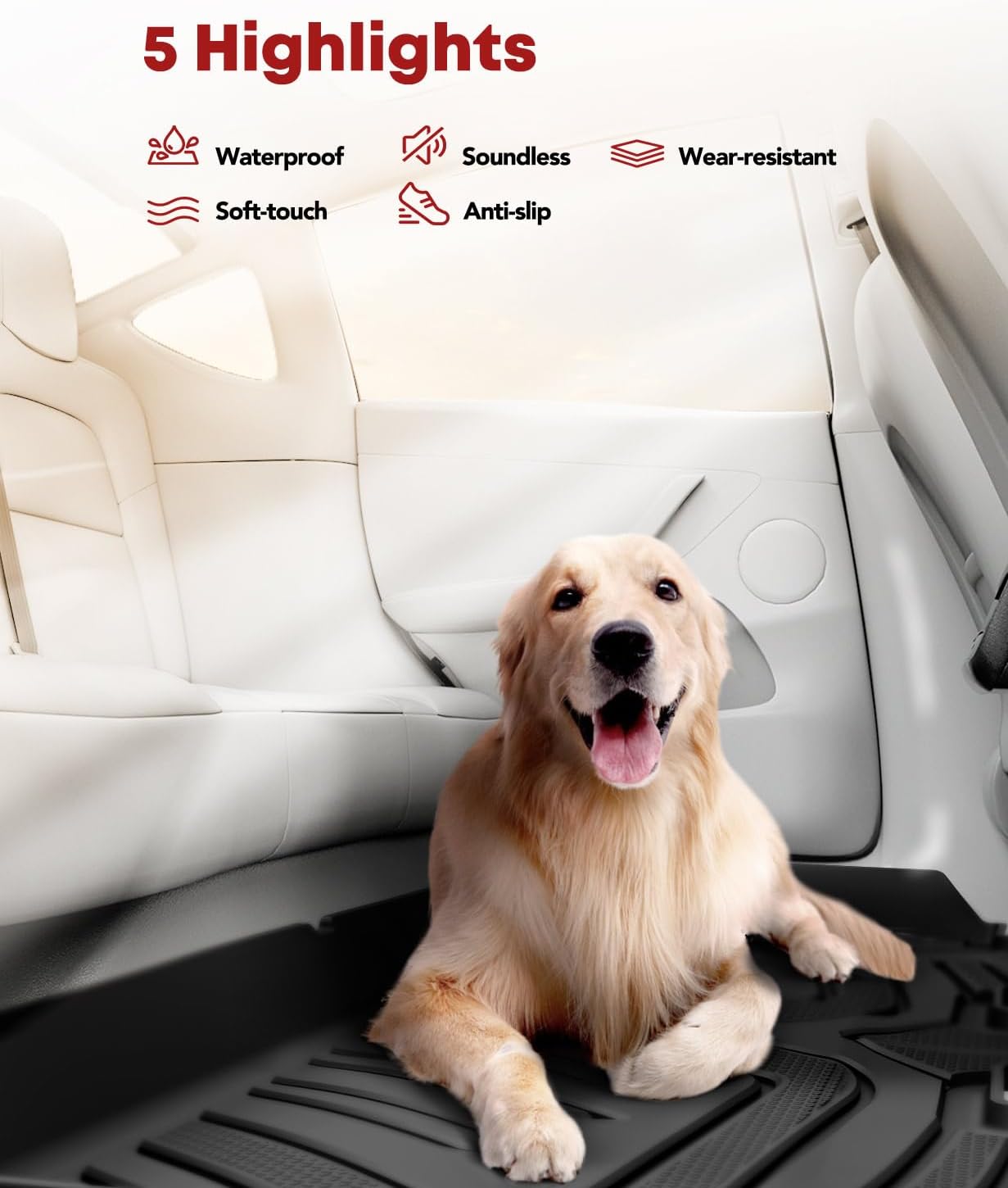 YHTAUTO Floor Mats Fit 2016-2023 Toyota Tacoma Double Only for Automatic, TPE All Weather Floor Liner Odorless Custom Fit Car Mats, 1st 2nd Row Tacoma Accessories, Black