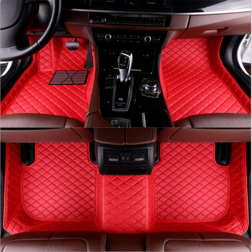 Custom All-Weather Protection Luxury Leather Floor Mats for Cars SUVs Trucks According Anti-Slip Leather Floor mats ﻿ (7,Red)