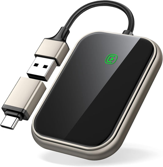 Wireless CarPlay Adapter - Fast & Stable Connection for Carplay Wireless Adapter Convert Factory Wired to Wireless CarPlay Dongle Plug & Play Car Play Fit for iPhone iOS 10+ (Dark Gold)