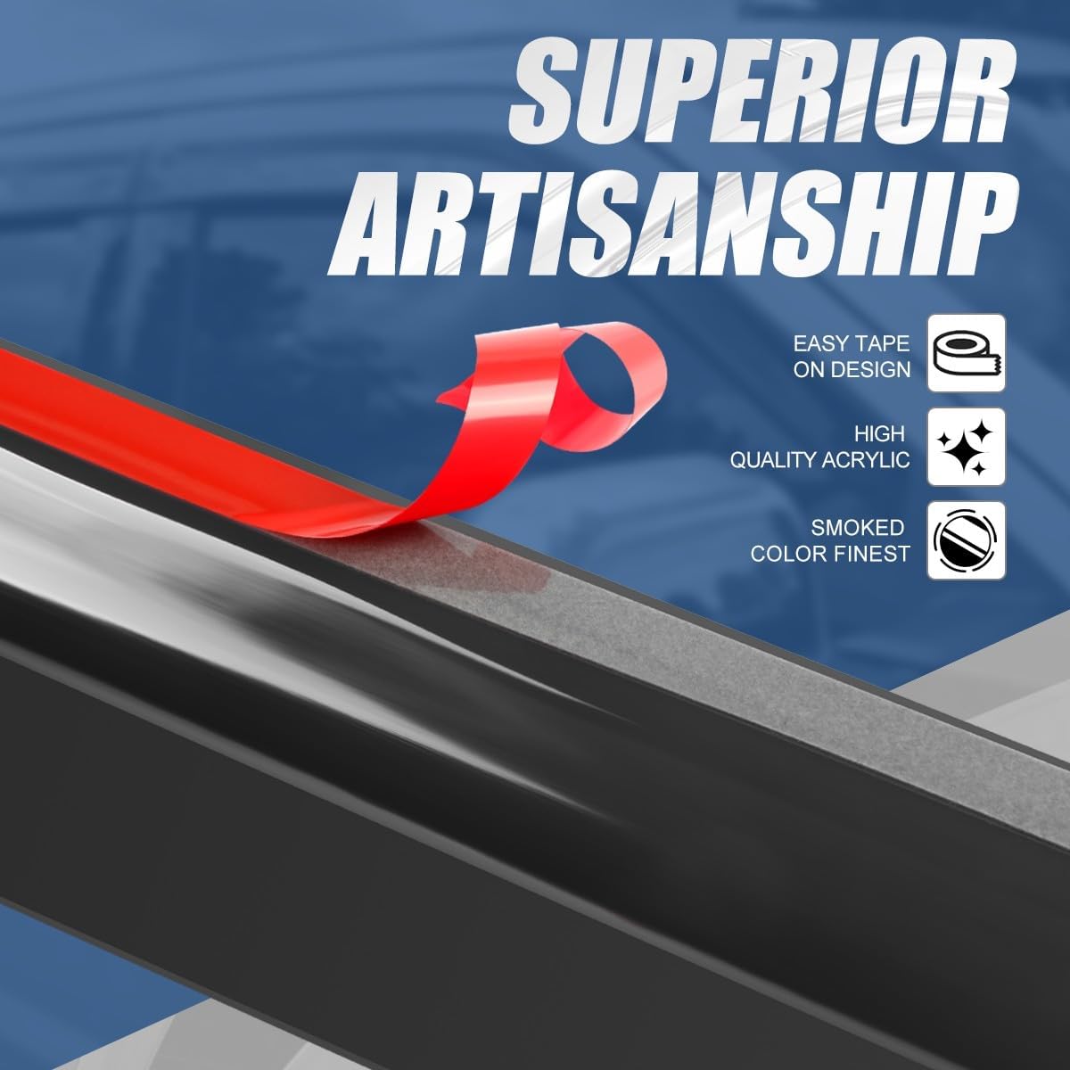 Auto Dynasty 4Pcs Carbon Fiber Pattern Window Visors Compatible with 2002-2006 Toyota Camry, Tape-On Front & Rear Window Deflectors Rain Guards Sun Wind Air Side Vent Shade, Glossy Black