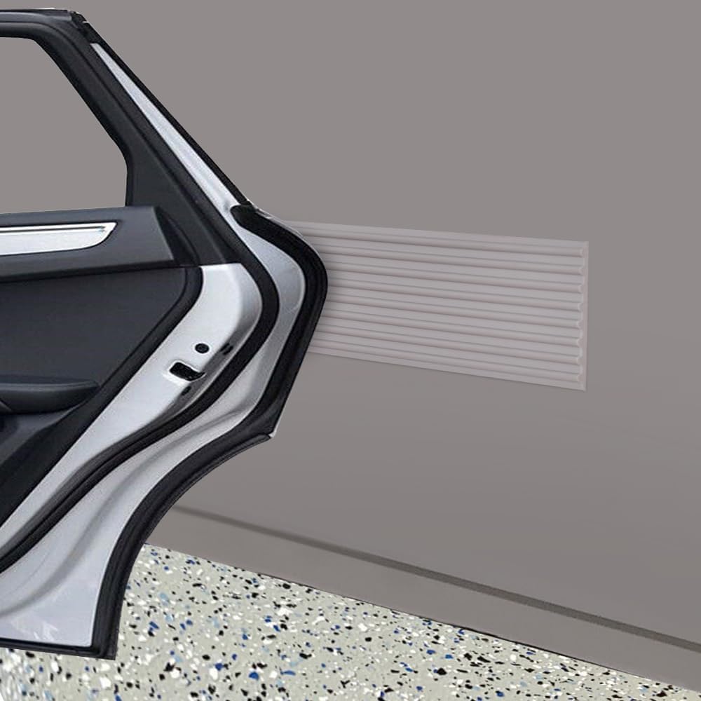 RUBBER BOND Garage Wall Protectors - 4in x 10ft Strong Self-Adhesive Rubber Bumper Protectors for Garage Walls - Heavy Duty, Waterproof and Anti-Scratch Garage Wall Protector for Car Doors (Grey)