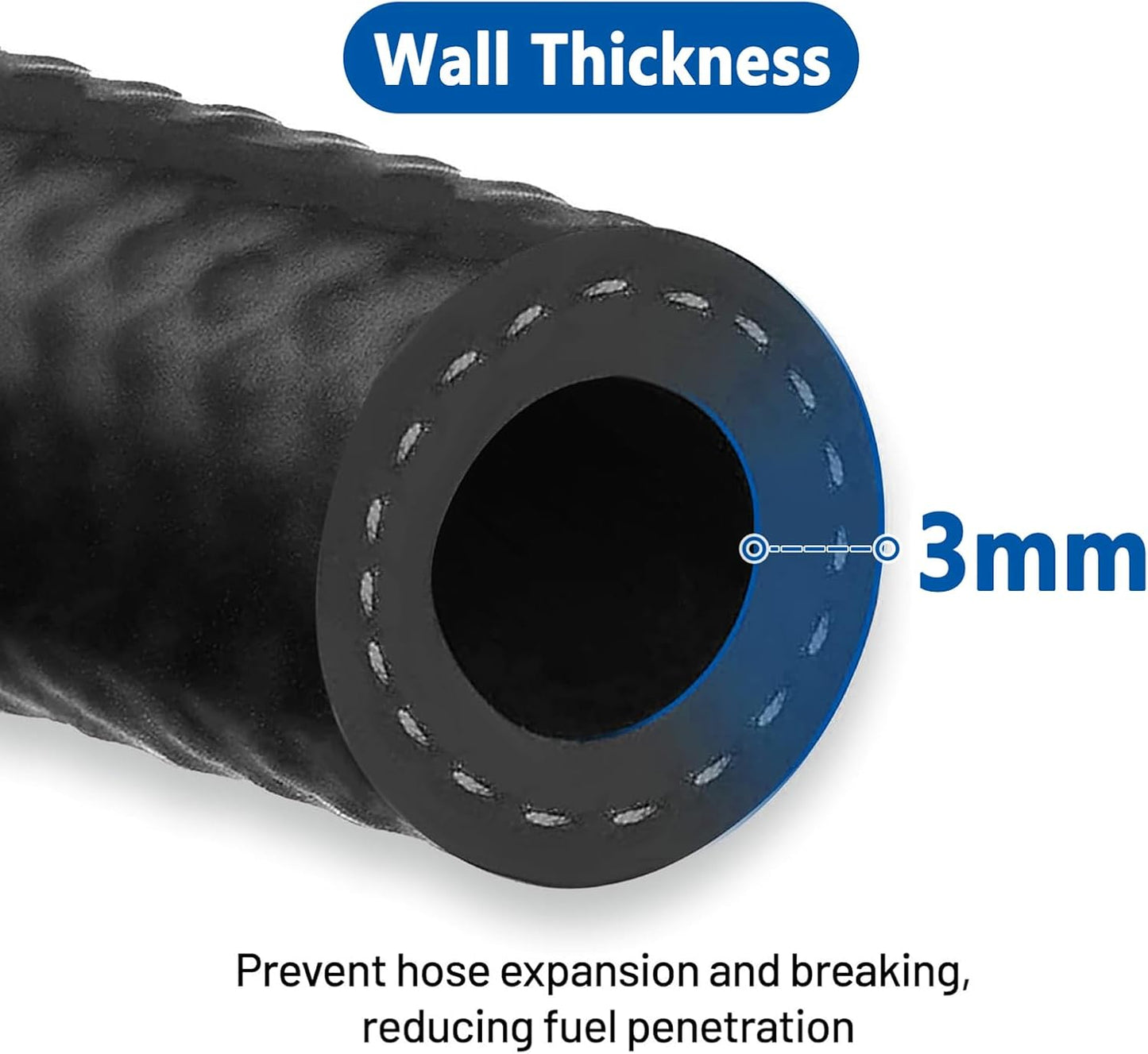 LokoCar 5/16" ID Fuel Hose Line Push Lock NBR Rubber SAE 30R7 300PSI 25ft Black