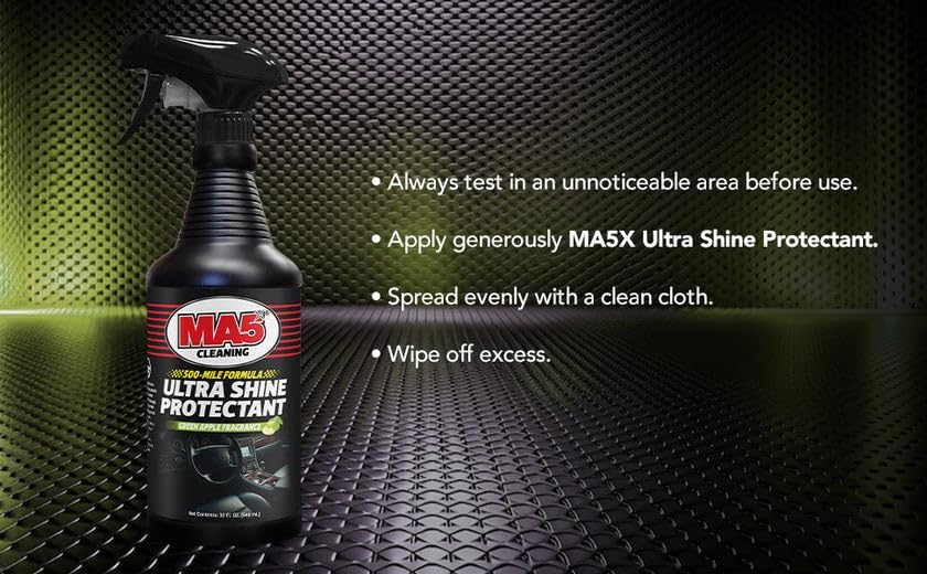 MA5X Ultra Shine Protectant | Car Interior Cleaner | Multi-Surface Car Interior Protectant with Green Apple Scent | UV Resistant | 32oz Spray Bottle | Pack of 1