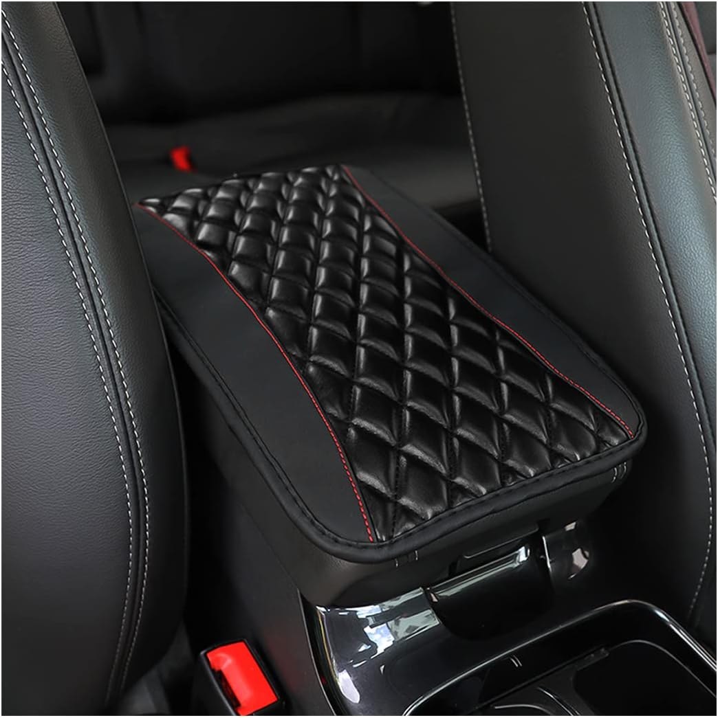 Car Center Console Cushion Pad, Universal Leather Waterproof Armrest Seat Box Cover Protector,Comfortable Car Decor Accessories Fit for Most Cars, Vehicles, SUVs (Black)