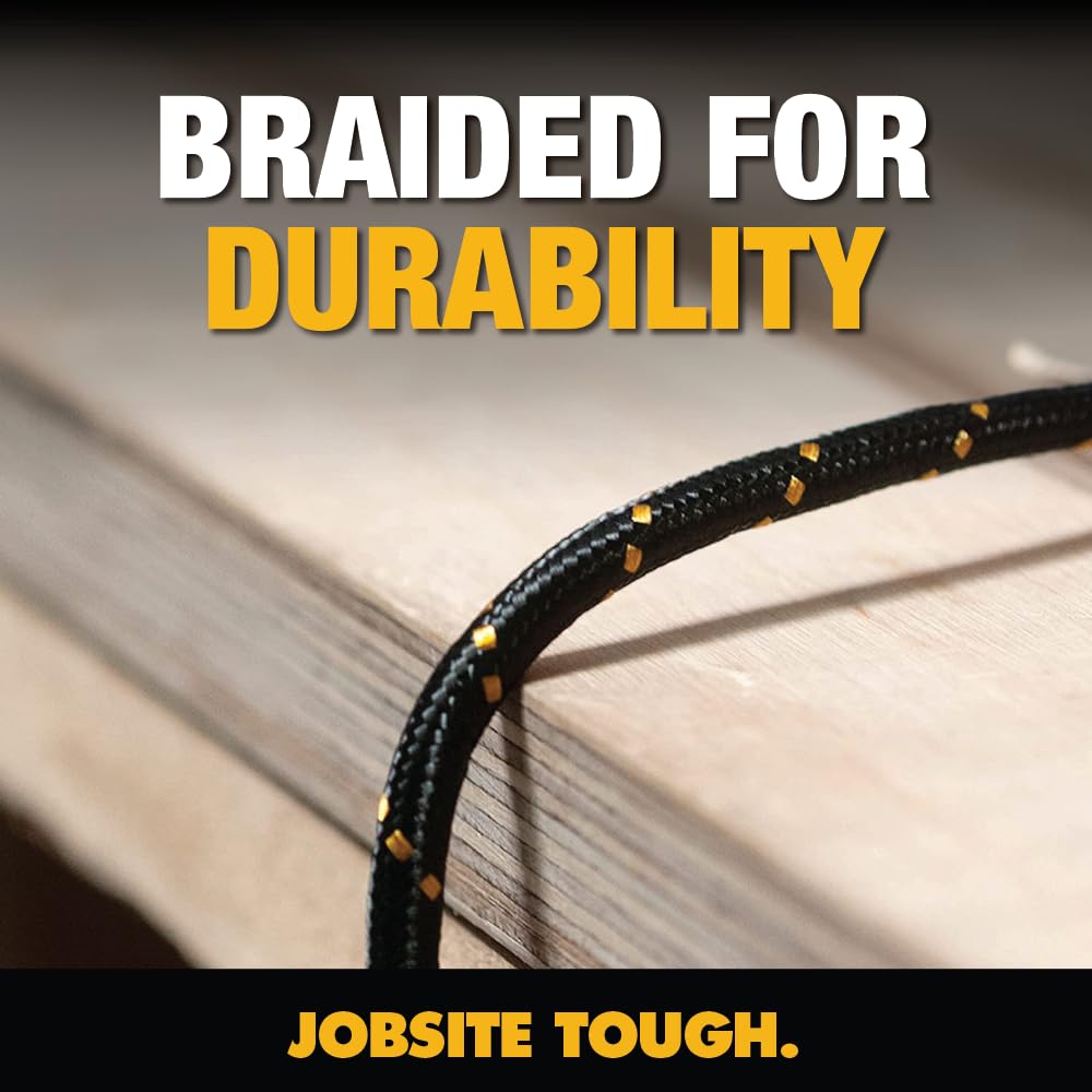 DEWALT Heavy Duty Lightning to USB A Cable — Reinforced Braided Cable for Lightning — Charger Cord Compatible with iPhone — Apple Compatible Charging Cable… (USB A to Lightning, 4FT)