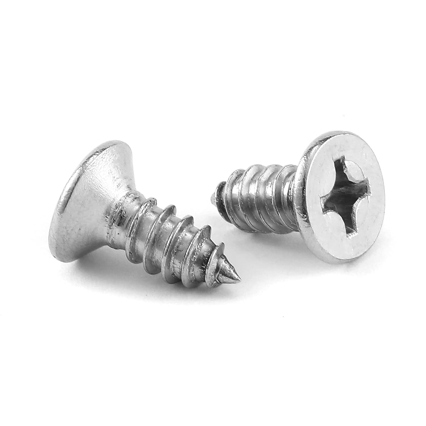 #4 x 3/8" Wood Screw 100Pcs 18-8 (304) Stainless Steel Screws Flat Head Phillips Fast Self Tapping Drywall Screws by SG TZH