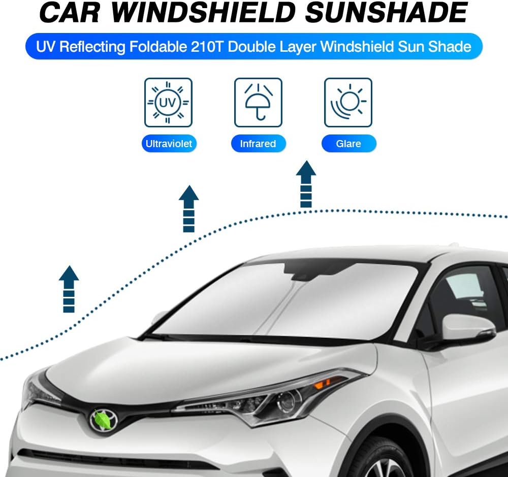 KUST Windshield Sun Shade for Toyota CHR 2018-2023 CH-R Window Cover Sun Visor Foldable Sunscreen Blocks UV Rays Keep Your Car Cooler