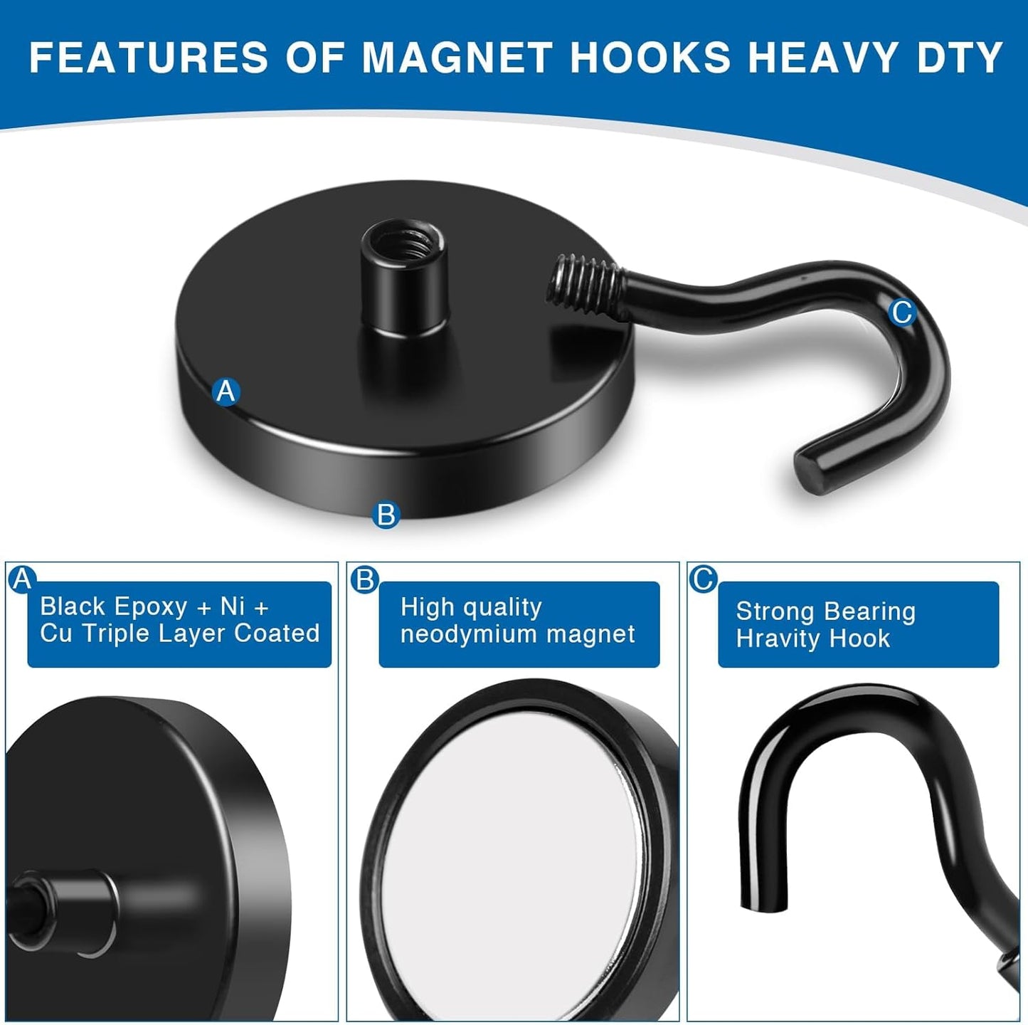 LOVIMAG Magnetic Hooks for Cruise Cabins,150lbs Cruise Magnets for Door,Cruise Ship Essentials for Travel, Strong Magents Heavy Duty with Epoxy Coating for Hanging, Refrigerator, Kitchen-12 Pcs