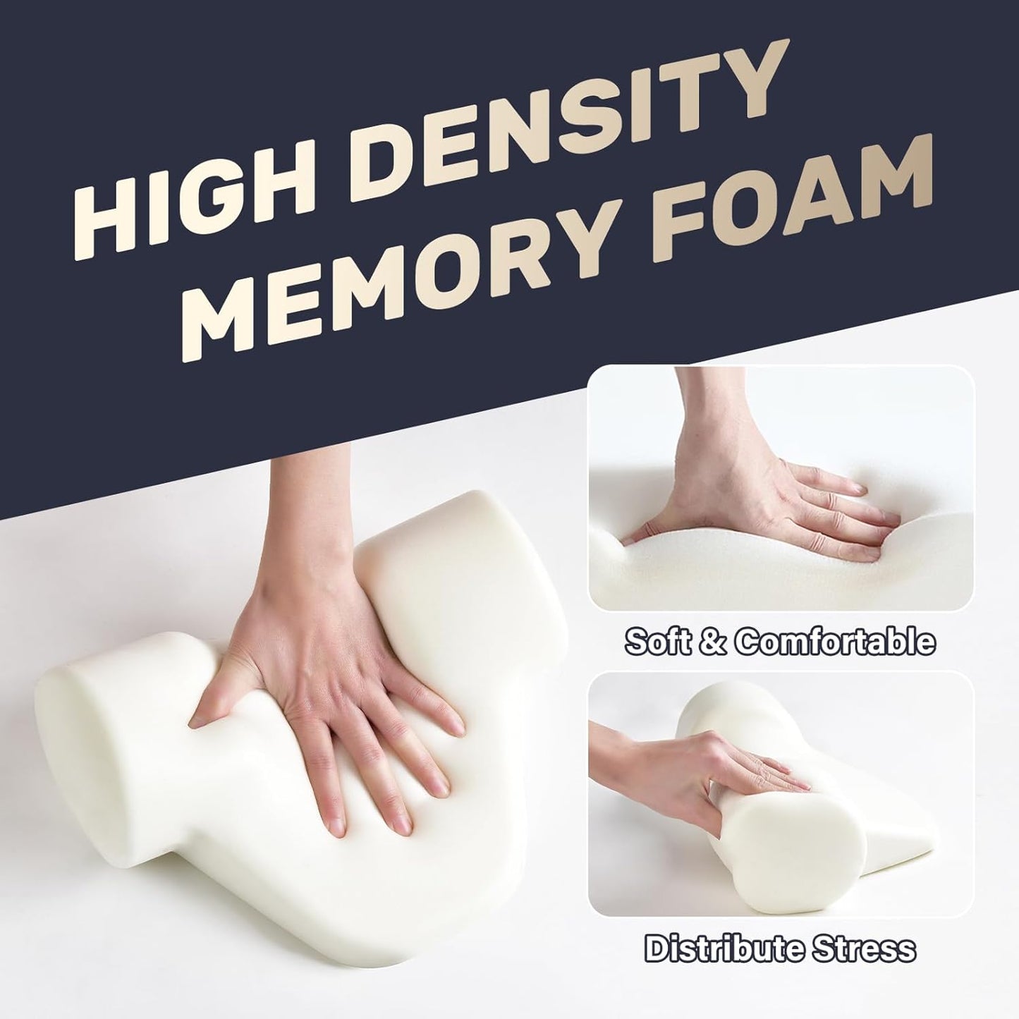 Coverado Car Headrest Pillow, Ergonomic Memory Foam Car Neck Pillow for Driving Seat with Adjustable Strap, Soft PU Leather Breathable Removable Cover Neck Support for Neck Pain Relief - Beige