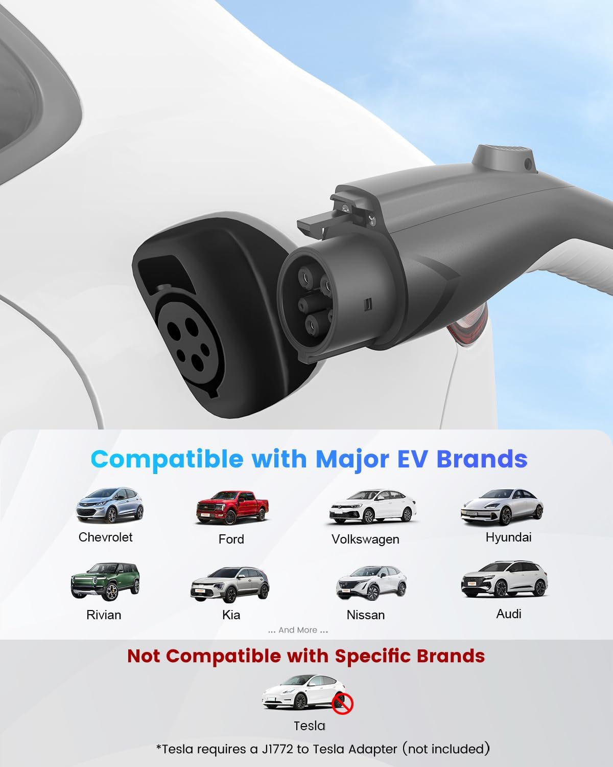 Level 2 EV Charger 24Amp 240V - NEMA 14-30P Charging Station, 25FT Cable for Home/Garage, J1772 Electric Vehicles & Adjustable Current (10-24A) (for J1772(Non-Tesla Evs), NEMA 14-30 Plug)