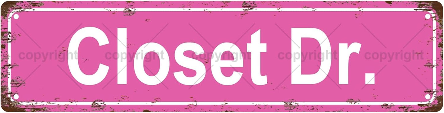 Closet Dr. Space Vintage Metal Tin Sign, Street Sign, Home Decor, Room Decor, Wall Decor, Bathroom Decor, Bar Decor, Cafe Decor, Garage Decor, 16 x 4 Inch