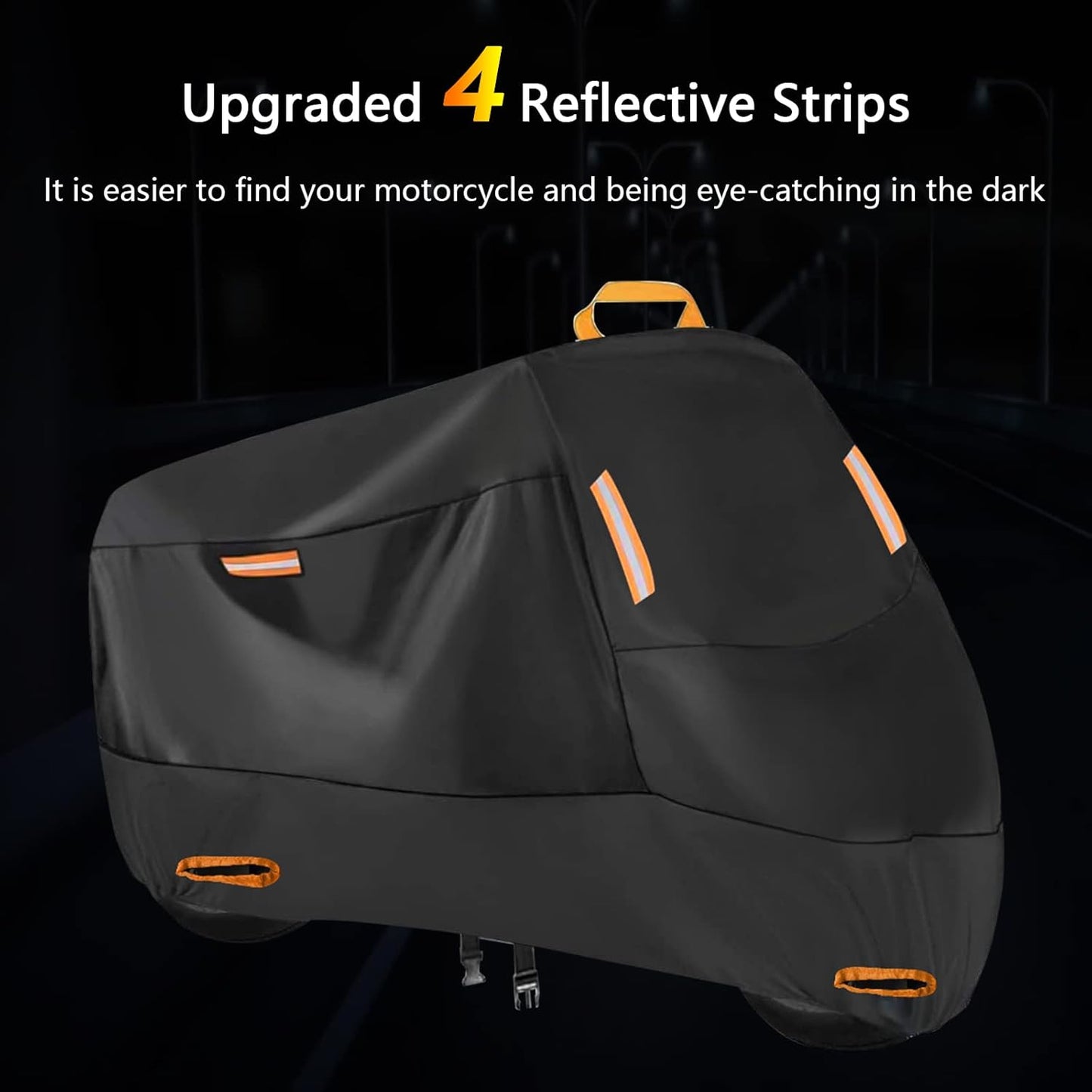 300D Motorbike Cover Waterproof Outdoor, Seceles Durable All Season Protection Scooter Cover 4 Reflective Tape Storage Bag Fits up to 82" Funda para Moto (XL: 82" x 37" x 50")