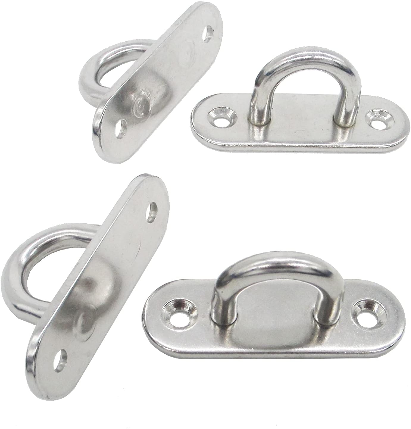 Stainless Steel Ceiling Hooks & Wall Hangers - Heavy Duty M6 Screw Mount, Rust-Proof Anchor Straps for Garage, Outdoor, Storage (4-Pack)