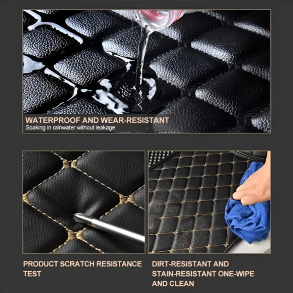 Add Personal Touch to Your Vehicle with IMEISH Customizable Logo Text Car Mats for 99% of vehiclesPads Protection Non-Slip Leather Floor Liners (Light Brown)