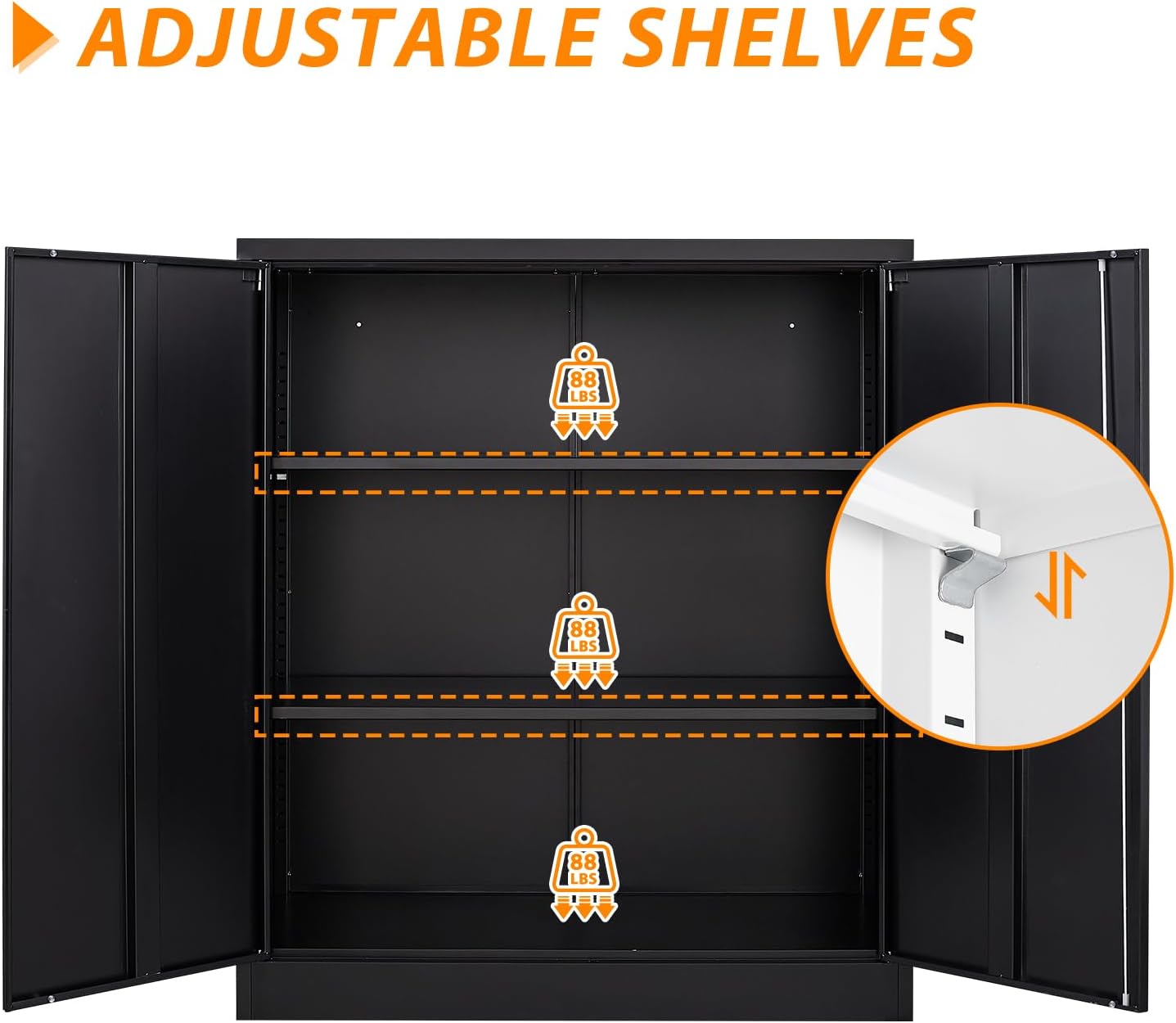 Metal Storage Cabinet, Lockable Storage Cabinet with 2 Doors and Shelves, Metal Cabinet with Lock, Small Lockable Metal Cabinet for Home Office(Black)