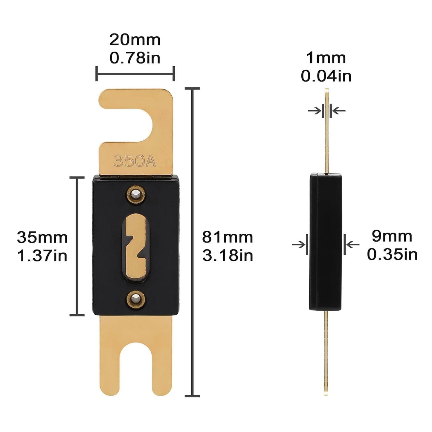 350A ANL Fuse 350 Amp Inline Blade Fuses 32V for Car Audio Inverter Automotive Stereo (Pack of 3 pcs)