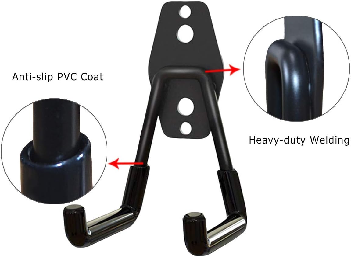 Garage Storage Utility Hooks，Garage Garden Tool Organizer，Steel Wall Mount Hooks, Garden Small U Hooks (6 Pack-Black)