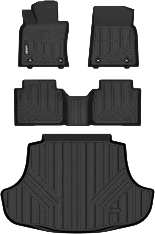 Binmotor-All Weather Car Floor Mats and Cargo Liner Set for Lexus ES（ 2019-2024 ES350 & 2019-2025 ES300h ）,TPE Rubber Liners for Lexus ES Accessories Car Mats Trunk Mat-Black