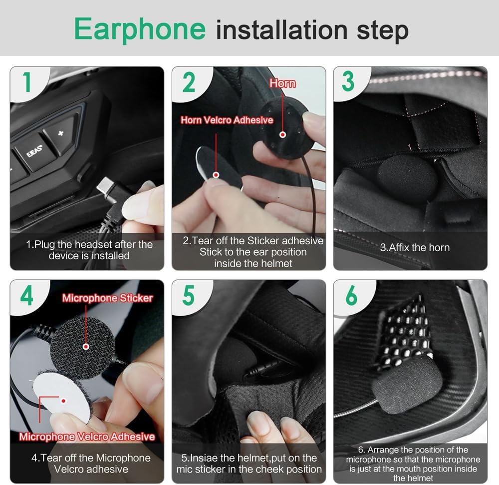 Motorcycle Bluetooth intercom MS20 2000m Helmet Intercom,20 Riders Motorcycle Bluetooth Headset,Universal Bluetooth Helmet Headset,Helmet Communication System FM/Hard &Soft Mic/2Pack