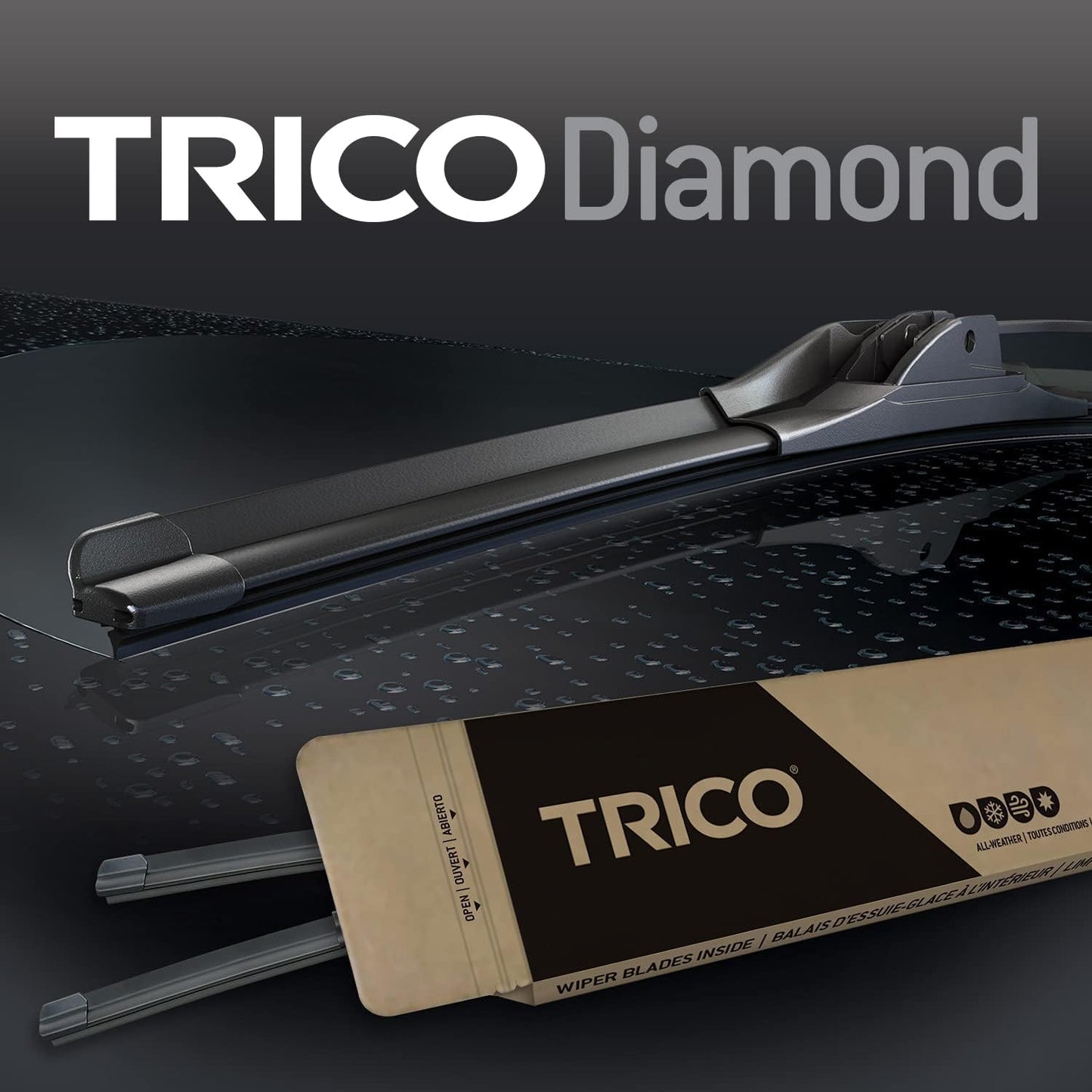 TRICO Diamond 20" + 20" Premium Automotive Replacement Windshield Wiper Blades (Set of 2), Passenger and Driver Side All-Weather Beam Wiper Blades for Select Vehicle Models