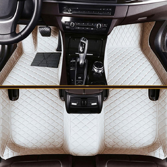 Customized Personalized car Floor mats, All-Weather Luxury car Floor mats, Waterproof and Anti Slip Leather car Floor mat Lining, 95% Customized car, Truck, and SUV Floor mats (White)